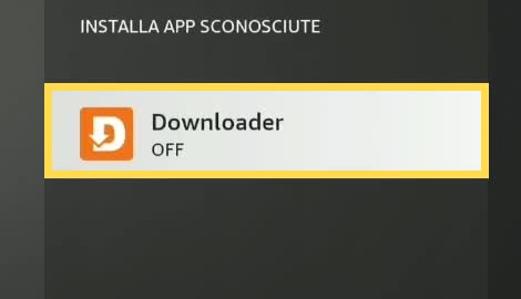 Consenti Downloader — area da selezionare evidenziata in giallo.